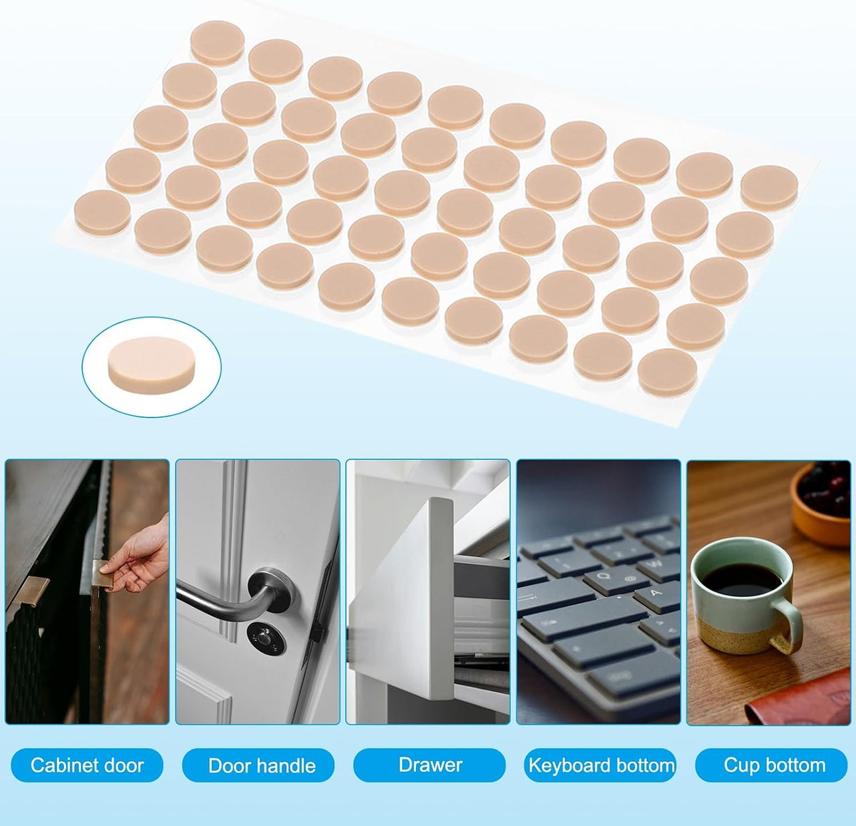 ya 26 10.21 baidi 0.39 Diameter Cabinet Door Bumpers, 50 Pcs Door Stoppers, Brown