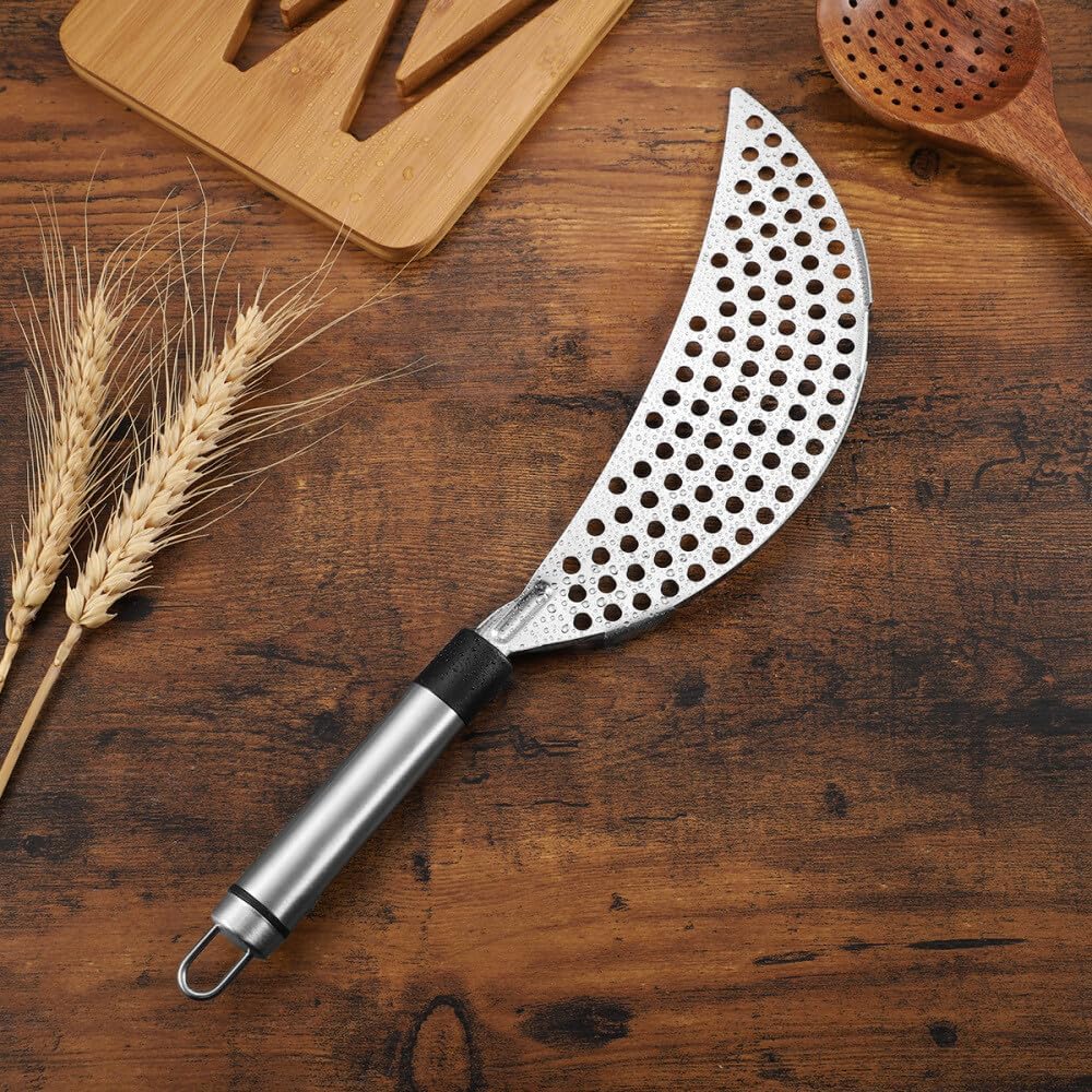 ya 14 9.20 baidi ONZON Stainless Steel Crescent Strainer Spaghetti Pasta Fry Drainer-1