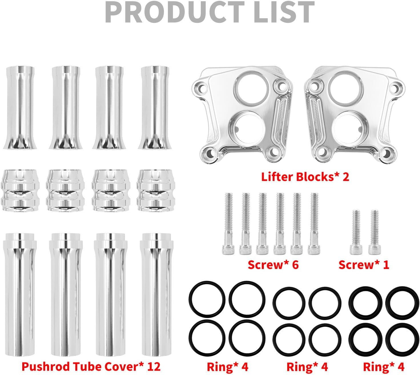 ya 7 8.24 baidi Chrome Engine Pushrod Tube Lifter Tappet Block Cover for Harley Touring Twin Cam