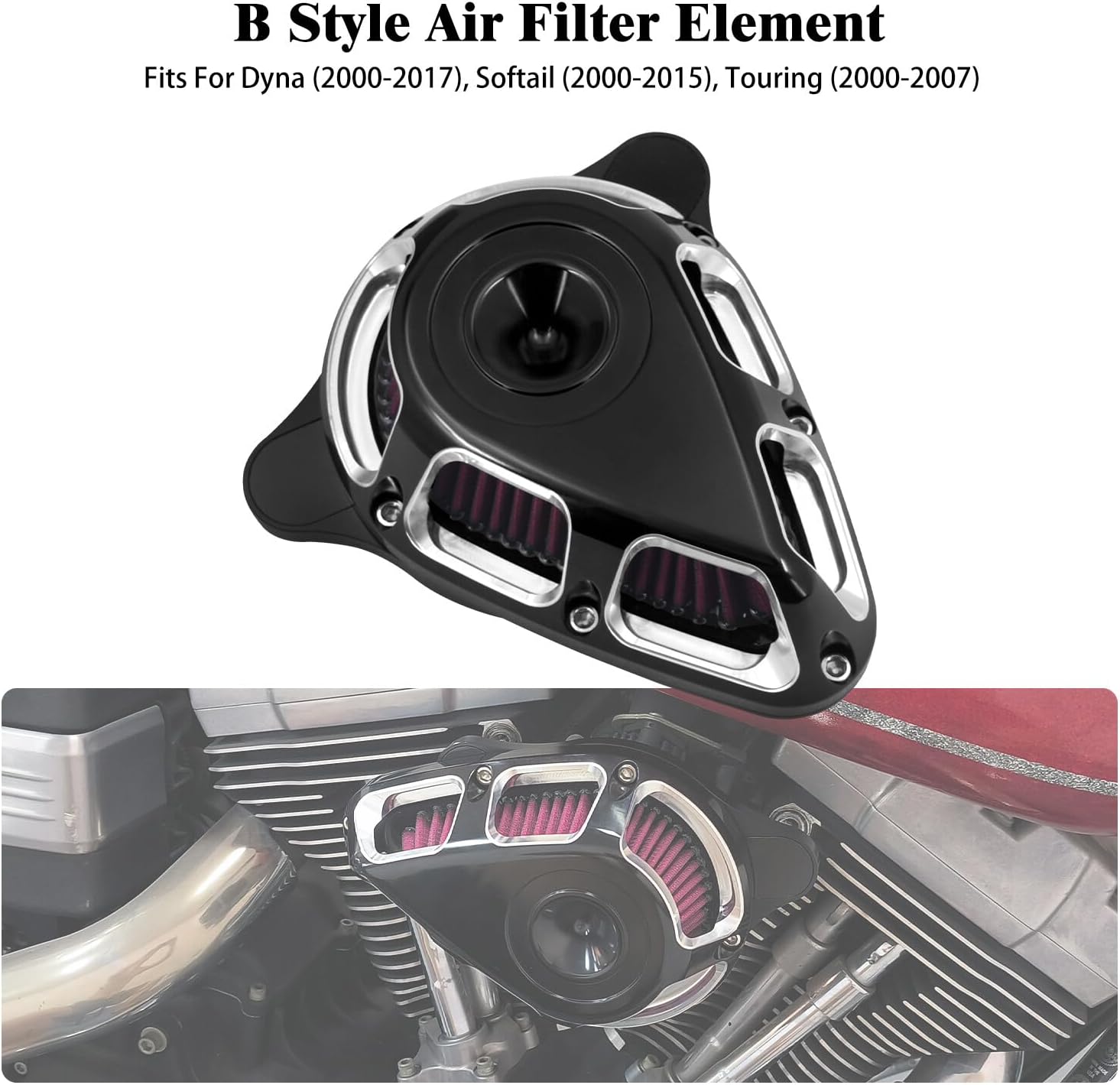 ya 8 8.24 baidi Turnable Air Filter Red Intake for Harley Touring Road Electra Glide 2000-2007
