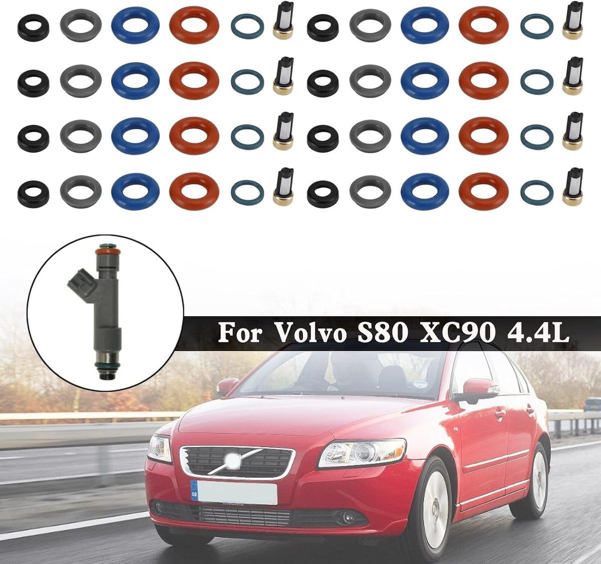 ya 14 9.20 zhengce 8PCS Fuel Injectors Repair Seal Kit Filter Cap FJ1073 for Volvo S80 XC90 4-1
