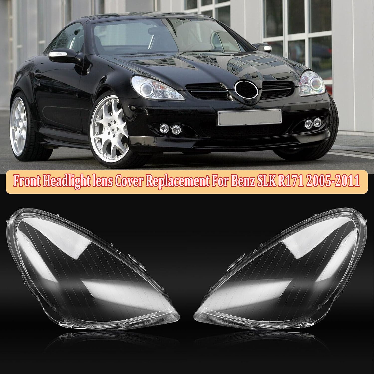 ya 7 8.24 baidi Left & Right Headlight Lens Cover Shell For 2005-2011 for Mercedes-Benz SLK R171
