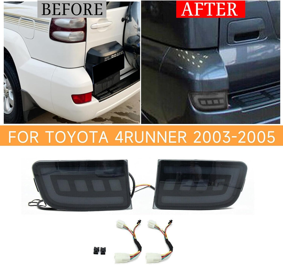 ya 10 9.16 zhengce For 4Runner 2003-2005 Prado 2002-2009 LED Rear Bumper Brake Signal Light