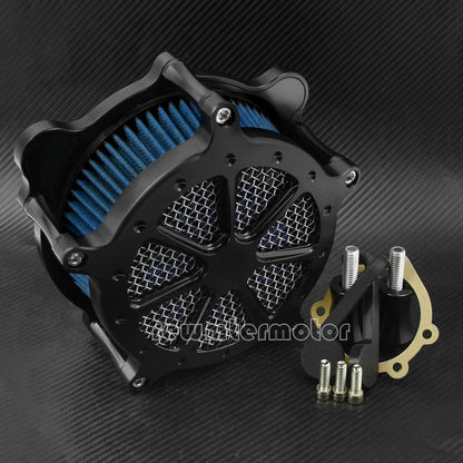 ya 5 8.10 Dots Matte Black Air Filter Blue Cleaner Fit for Harley Softail 00-15 Touring 07