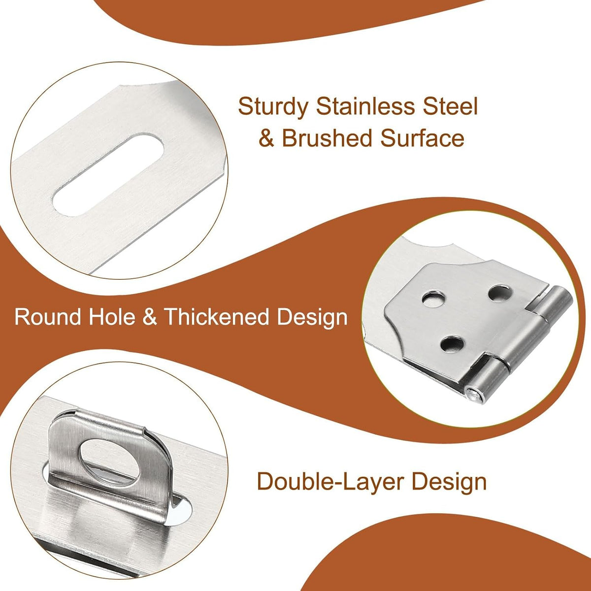 ya 26 10.21 baidi 4 Pcs 4.3 Hasp Lock Latch Stainless Steel Packlock Clasp with Screw, Silver