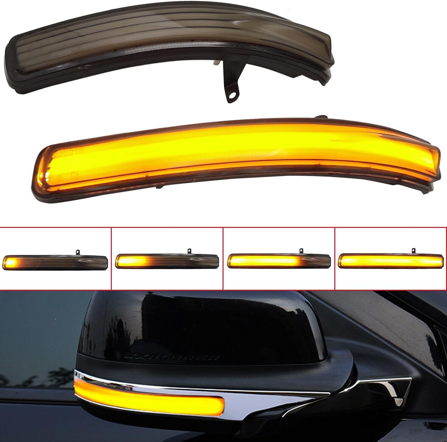 ya 3 8.24 baidi for Ford Explorer 2011-2018 LED Side Mirror Sequential Dynamic Turn Signal Lights 