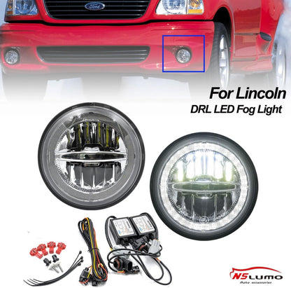 ya 4 8.10 for Lincoln Aviator 2003-2005 Halo Ring White DRL LED Fog Daytime Running Lights 