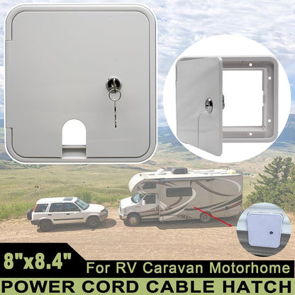 ya 10 9.16 baidi White Electric Cable Hatch Square Power Cord Door Safety Lock Key 30/50 AMP RV