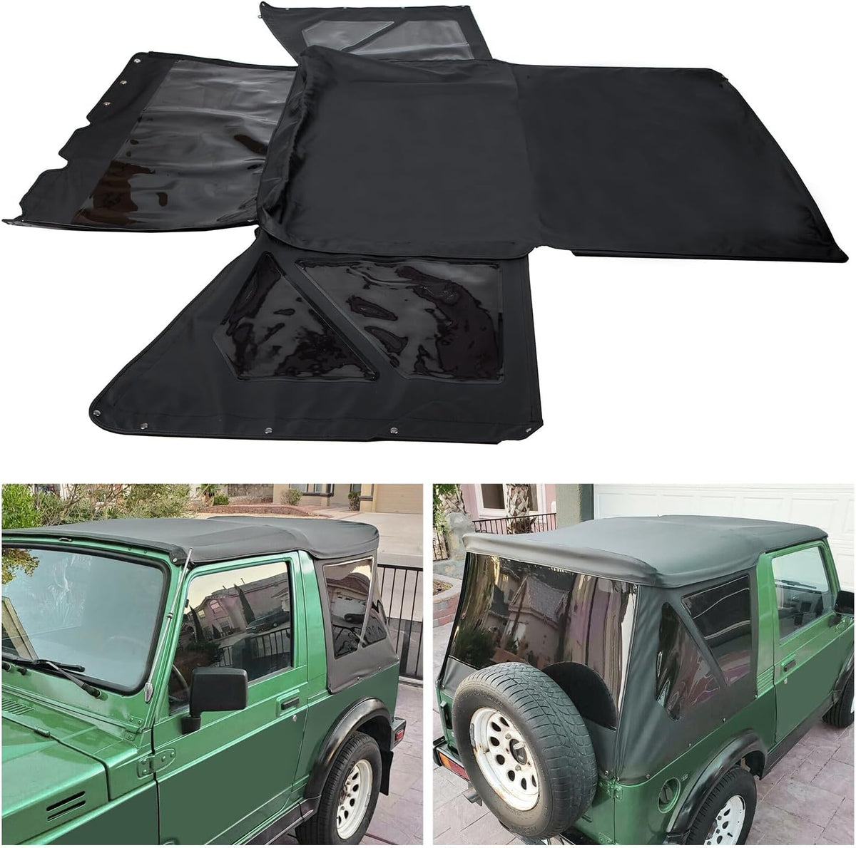 ya 4 8.14 For 1986-1994 for Suzuki Samurai Replacement Soft Top with Zip Out Tinted Windows
