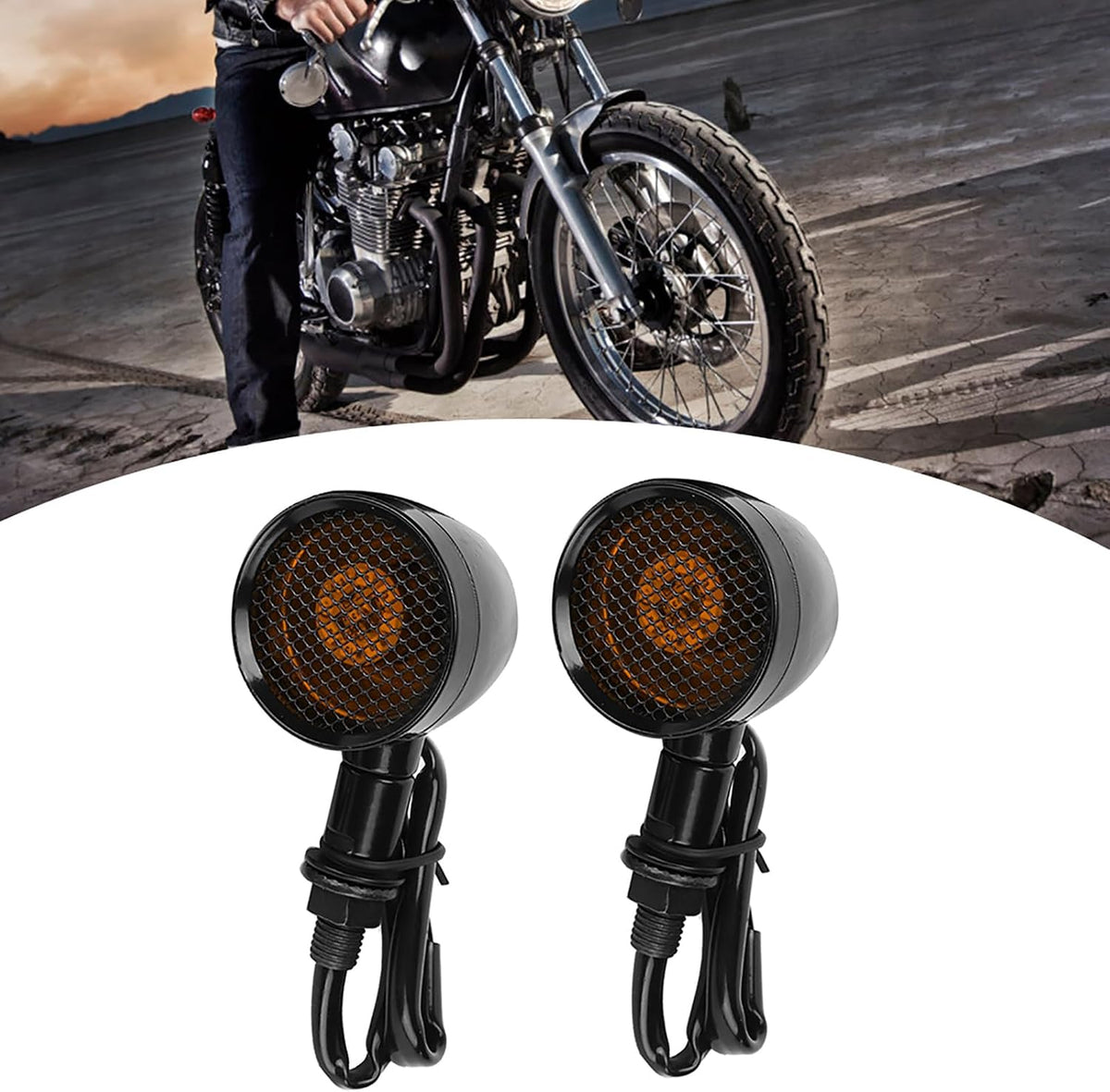 ya 11 9.14 zhengce Hot Motorcycle Retro Grid LED Turn Signal Brake Light Metal Shell Blinker
