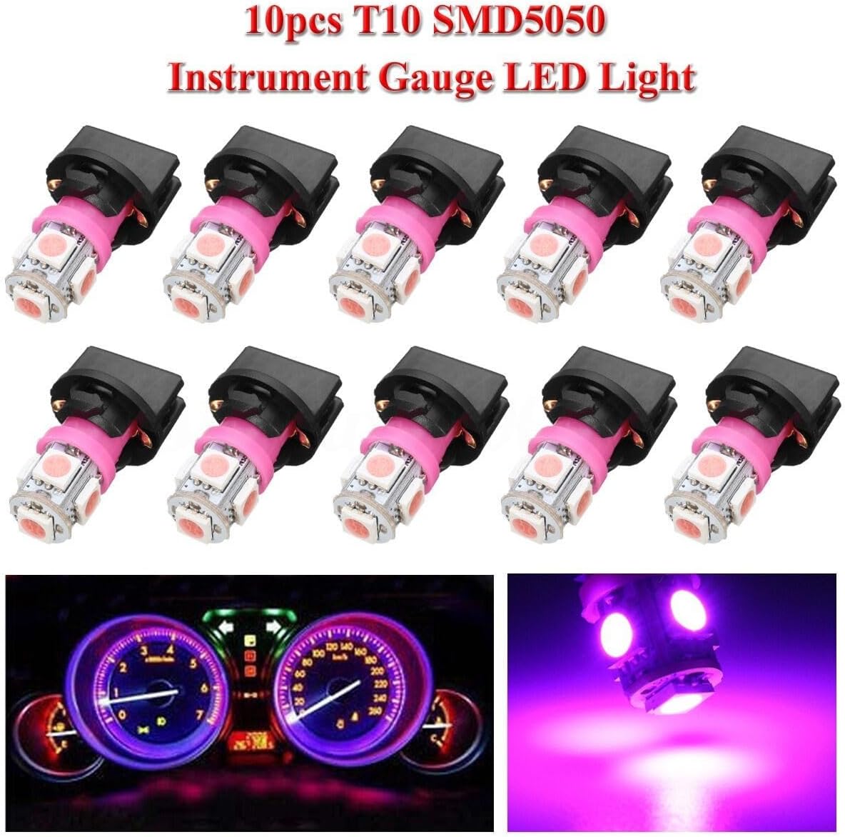 ya 13 9.15 baidi Purple For T10 194 LEDBulbs For Instrument Gauge Cluster For Dash Light+ Sockets