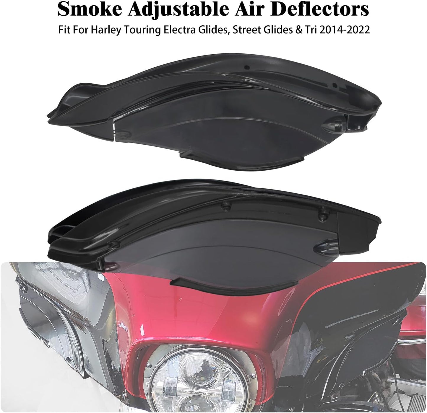 ya 7 8.24 baidi Black Batwing Fairing Smoke Air Deflectors for Harley Electra Street Glide 14-23