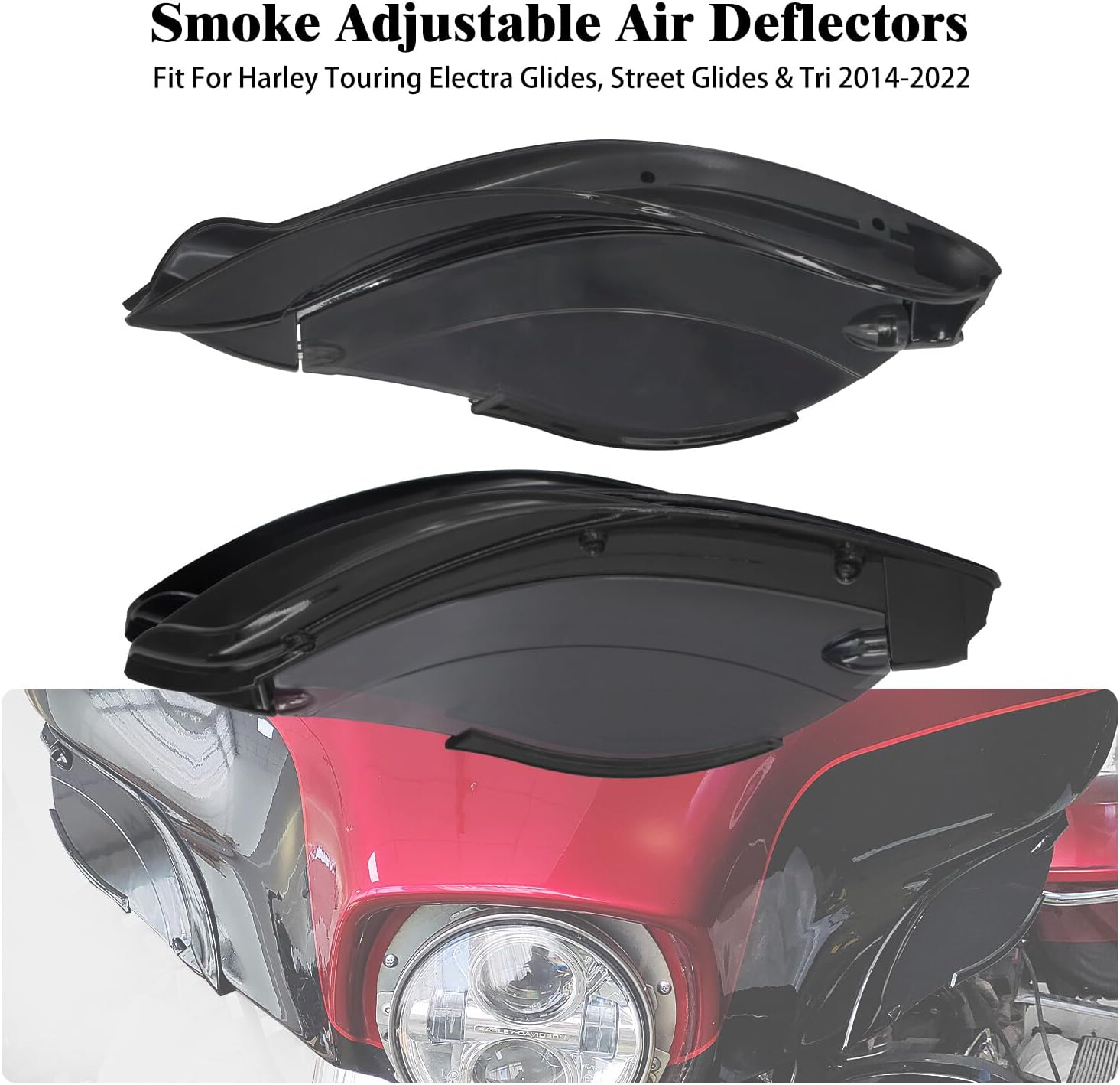 ya 7 8.24 baidi Black Batwing Fairing Smoke Air Deflectors for Harley Electra Street Glide 14-23