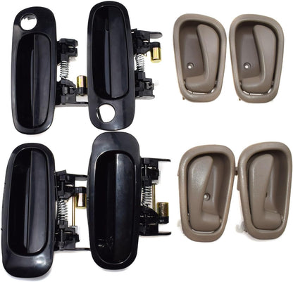 ya 2 8.15 Black Outside Beige Inside Door Handle for Toyota for Corolla 1998-2003 8Pcs