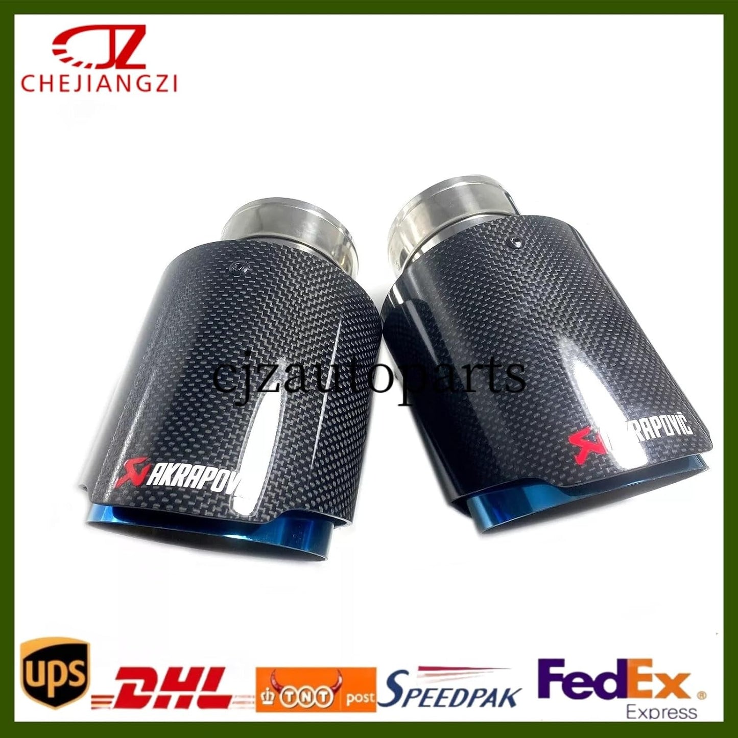 ya 6 8.24 baidi Glossy Carbon Fiber Pipe AKRAPOVIC Tip 3''/3.5''/4''/4.5'' Blue Tailpipe