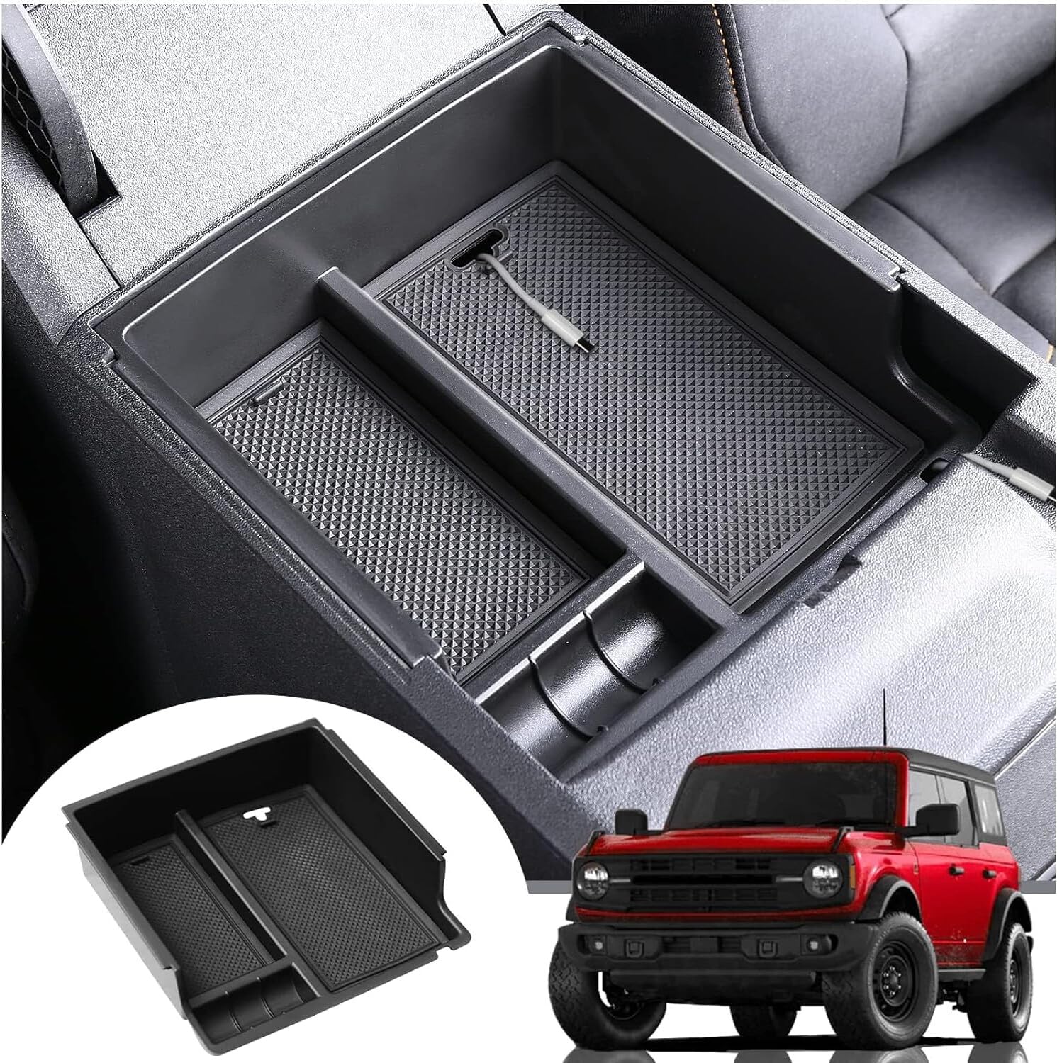 ya 4 8.24 baidi for 2021-2024 for Ford Bronco Center Console Armrest Storage Box Tray Accessories