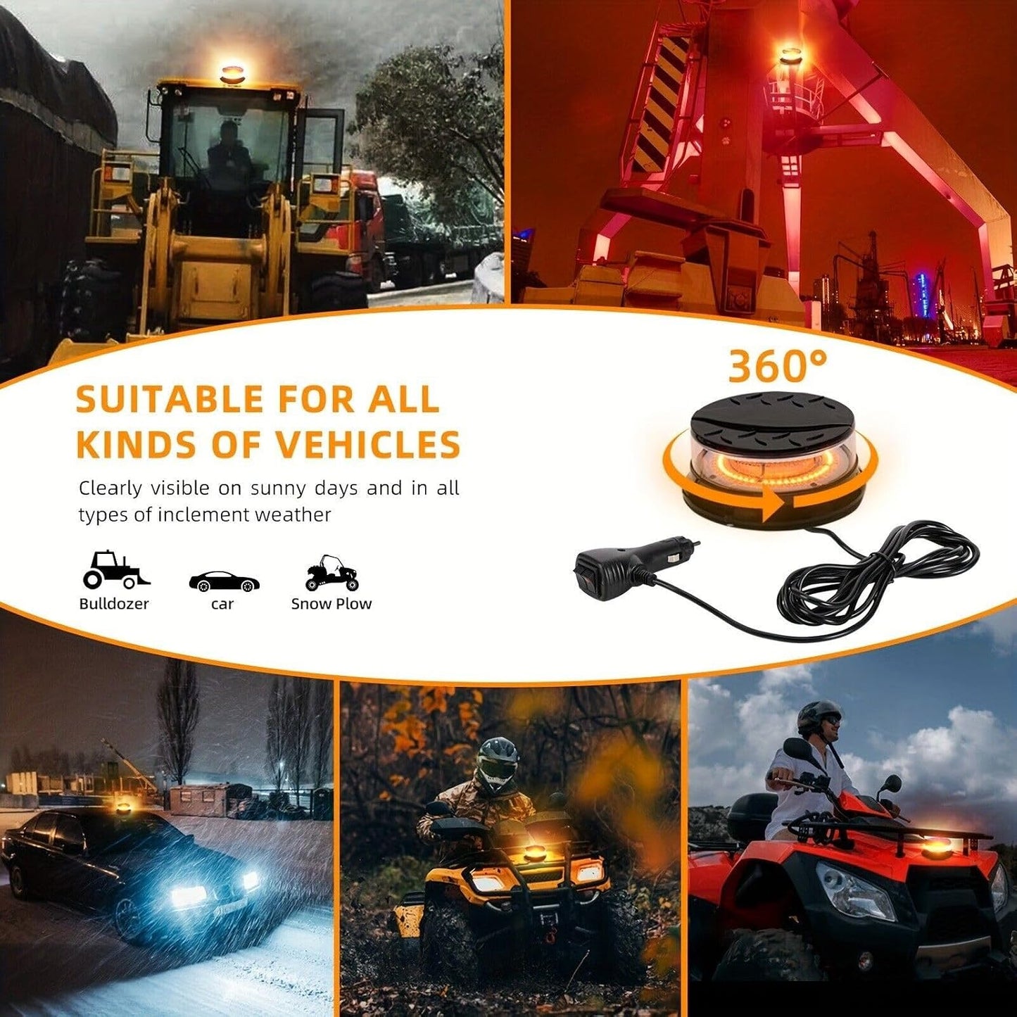 ya 7 8.24 baidi Car Automotive Amber Magnetic Flashing Strobe Emergency LED Warning
