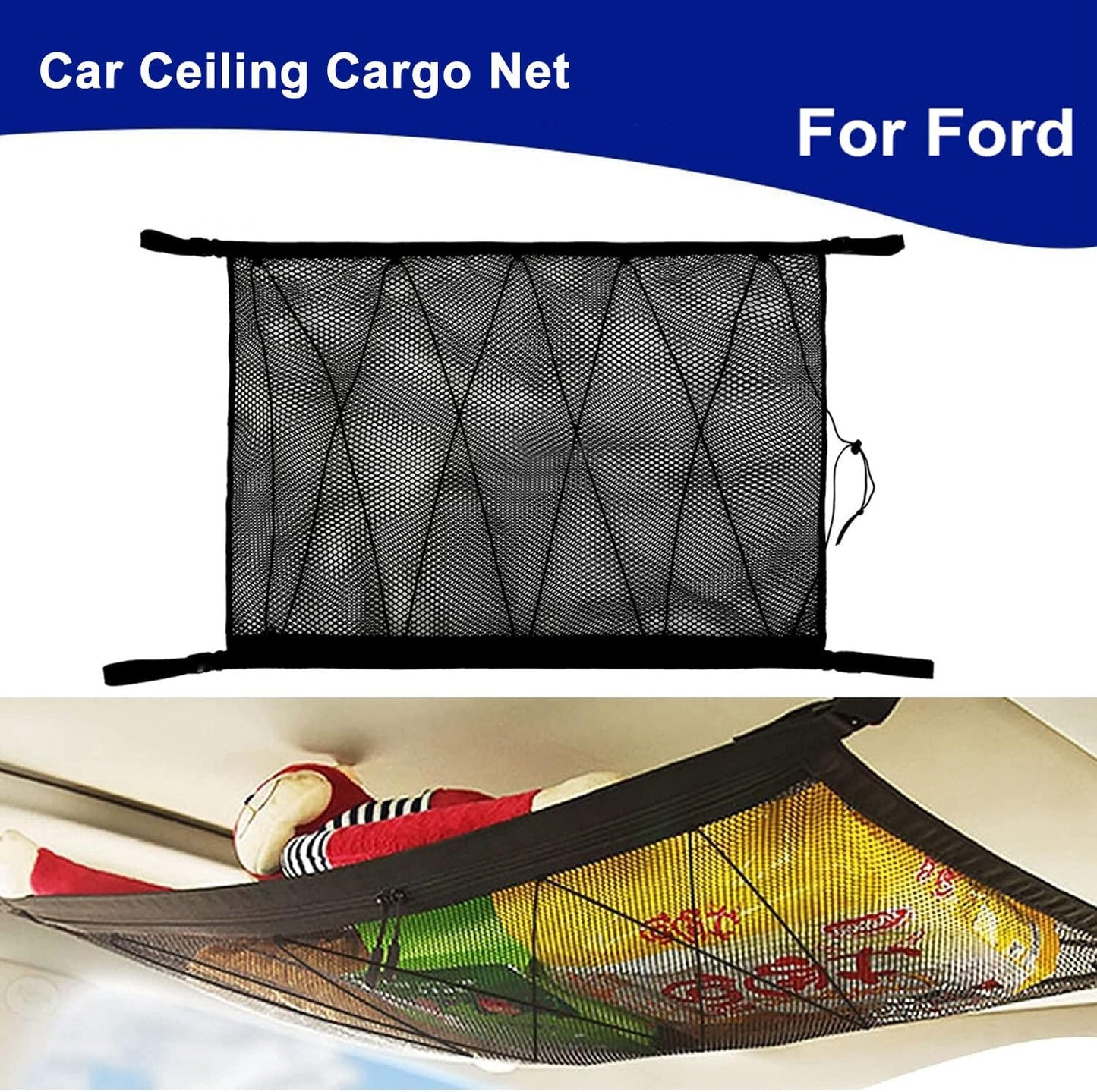 ya 2 8.15 for Ford Truck Accessories Ceiling Roof Cargo Net Storage Bag Mesh Organizer