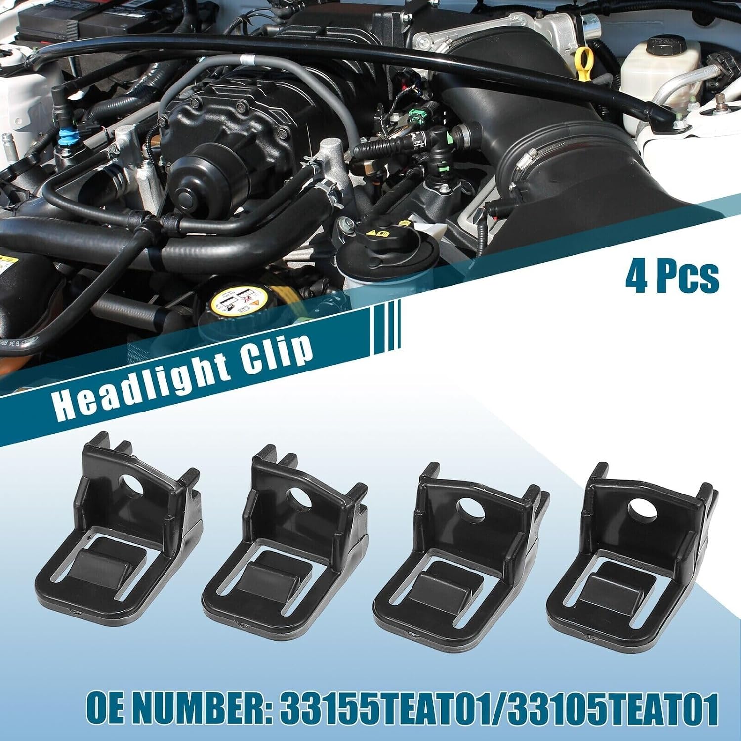 ya 4 8.14 33155TEAT01/ 33105TEAT01 2 Pairs of Front Left and Right Headlight Clips for Honda for Civic 
