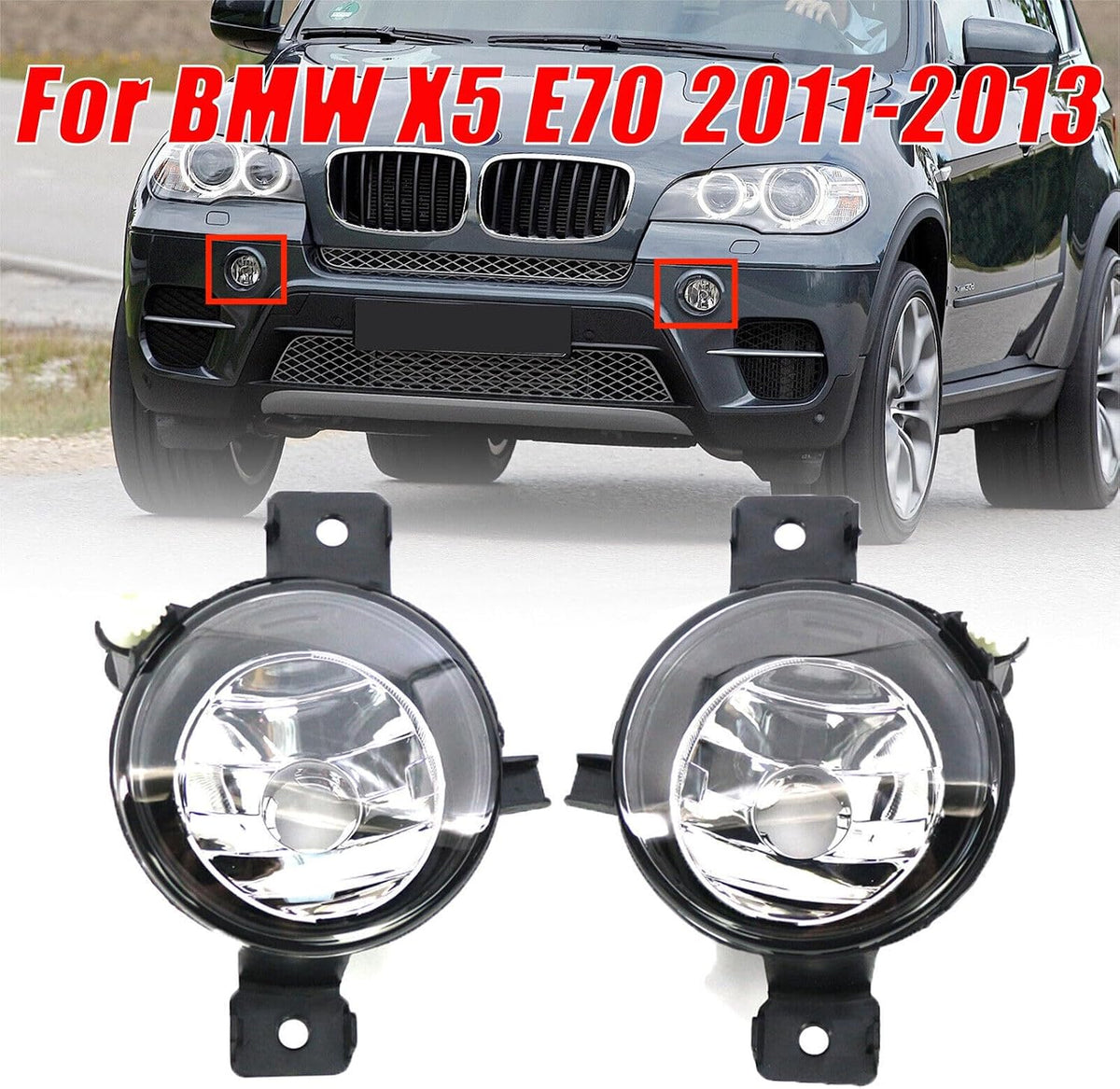 ya 13 9.15 baidi Pair Front Bumper Fog Light Lens Fog Lamp Cover Clear For for BMW X5 E70 2011-2013