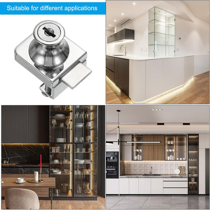 ya 26 10.21 baidi Glass Cabinet Lock, 2pcs Keyed Different Single Swing Lock Thickened, Silver
