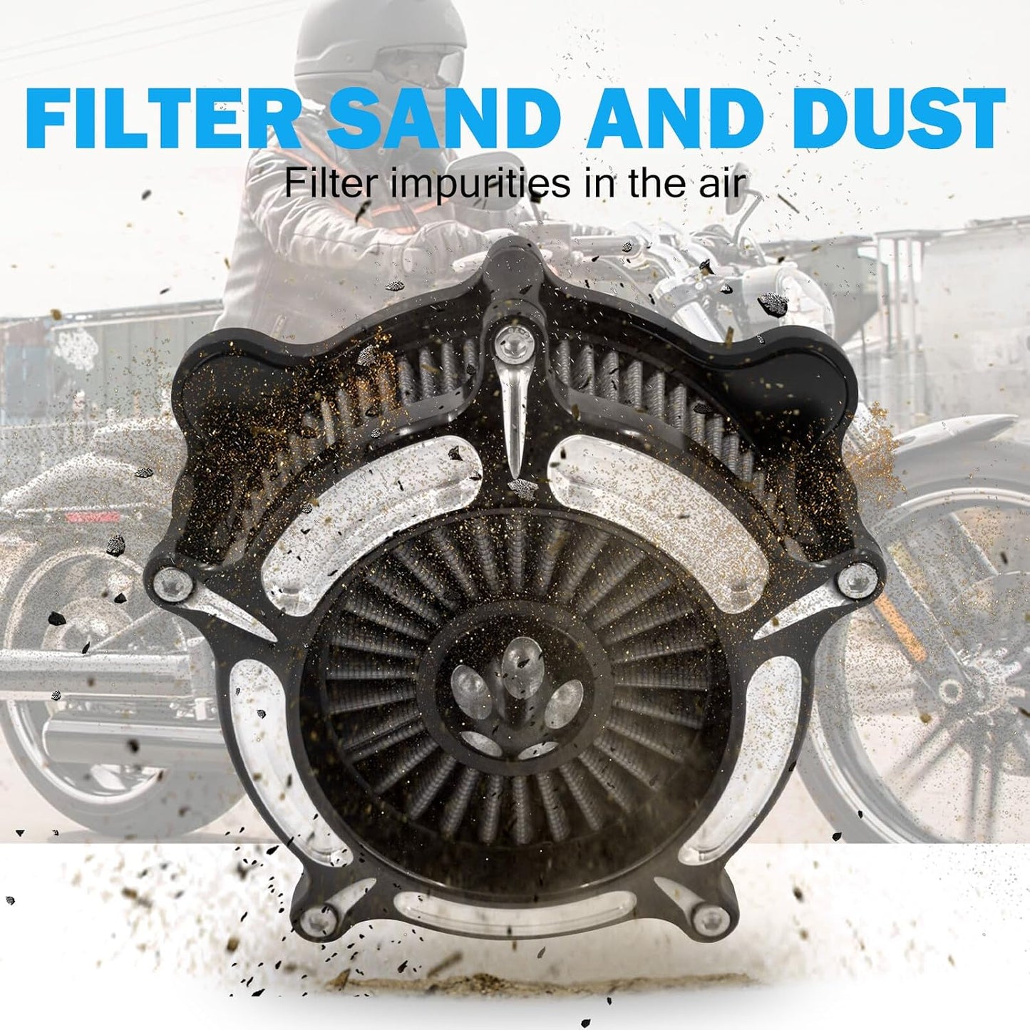 ya 5 8.10 Turbine Spike Air Filter Cleaner for Harley Touring Electra Road Glide 2008-2016