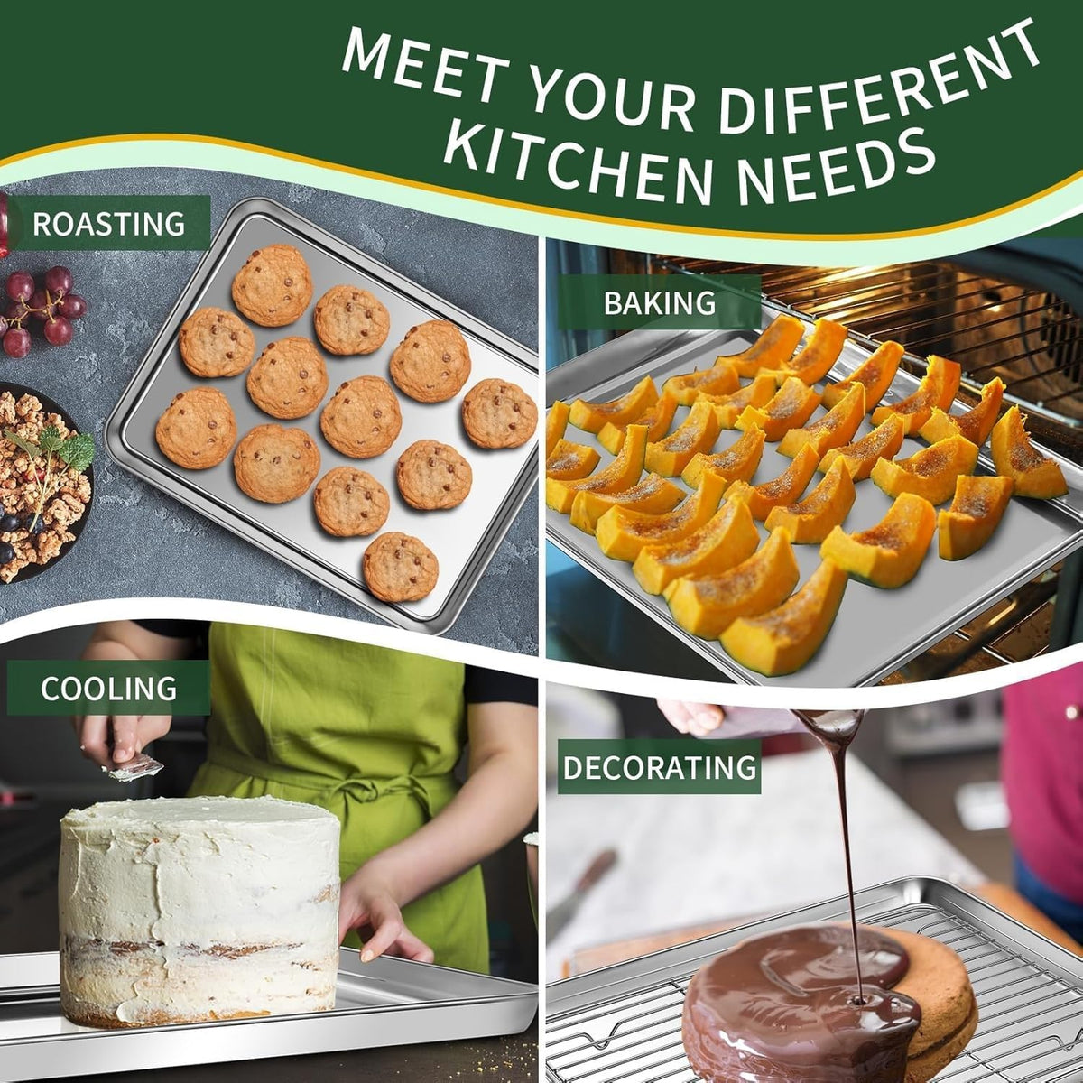 ya 26 10.21 baidi Baking tray and lugga rack set dimensions: 12 x 10 x 1 inch -