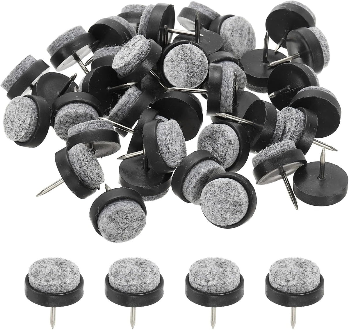 ya 26 10.21 baidi 72 Pcs 20 mm Nail-on Felt Pads, Round Felt Furniture Sliders Pads, Black