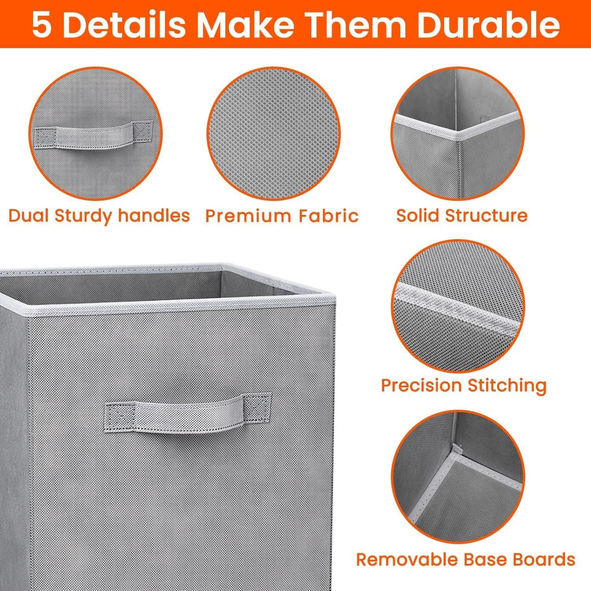 ya 26 10.21 baidi Stora Cube - 11-inch Heavy Duty Fabric Stora Box, Cube Foldable Stora Box -