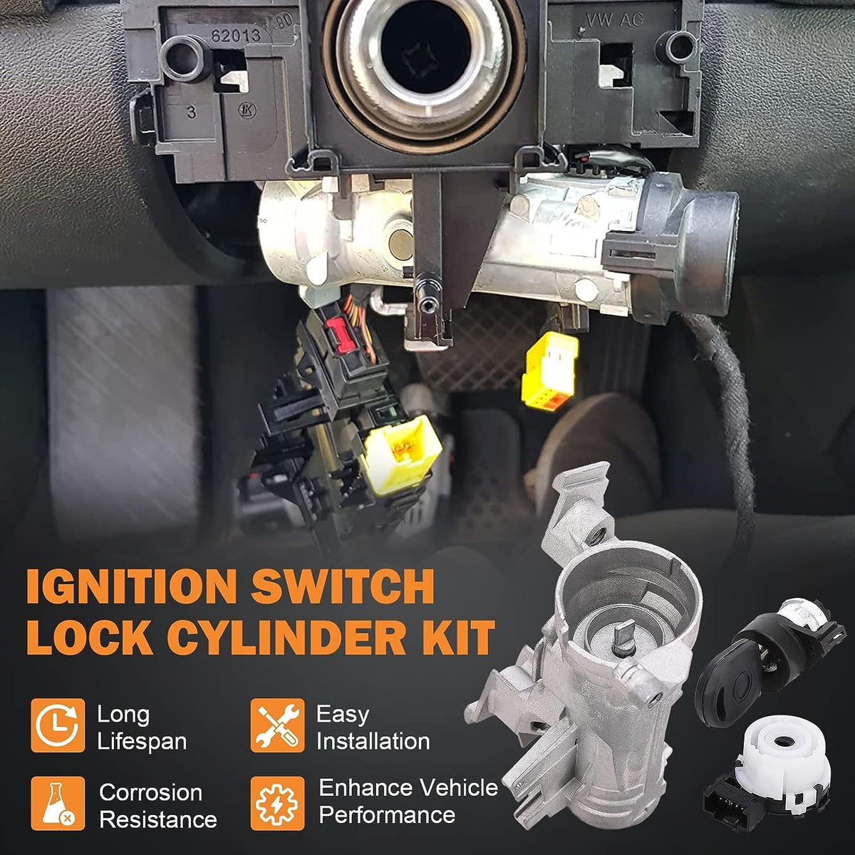 ya 9 10.24 Ignition Switch with Lock Cylinder Key for 2006-2011 for VW for Golf for Jetta Rabbit for Audi