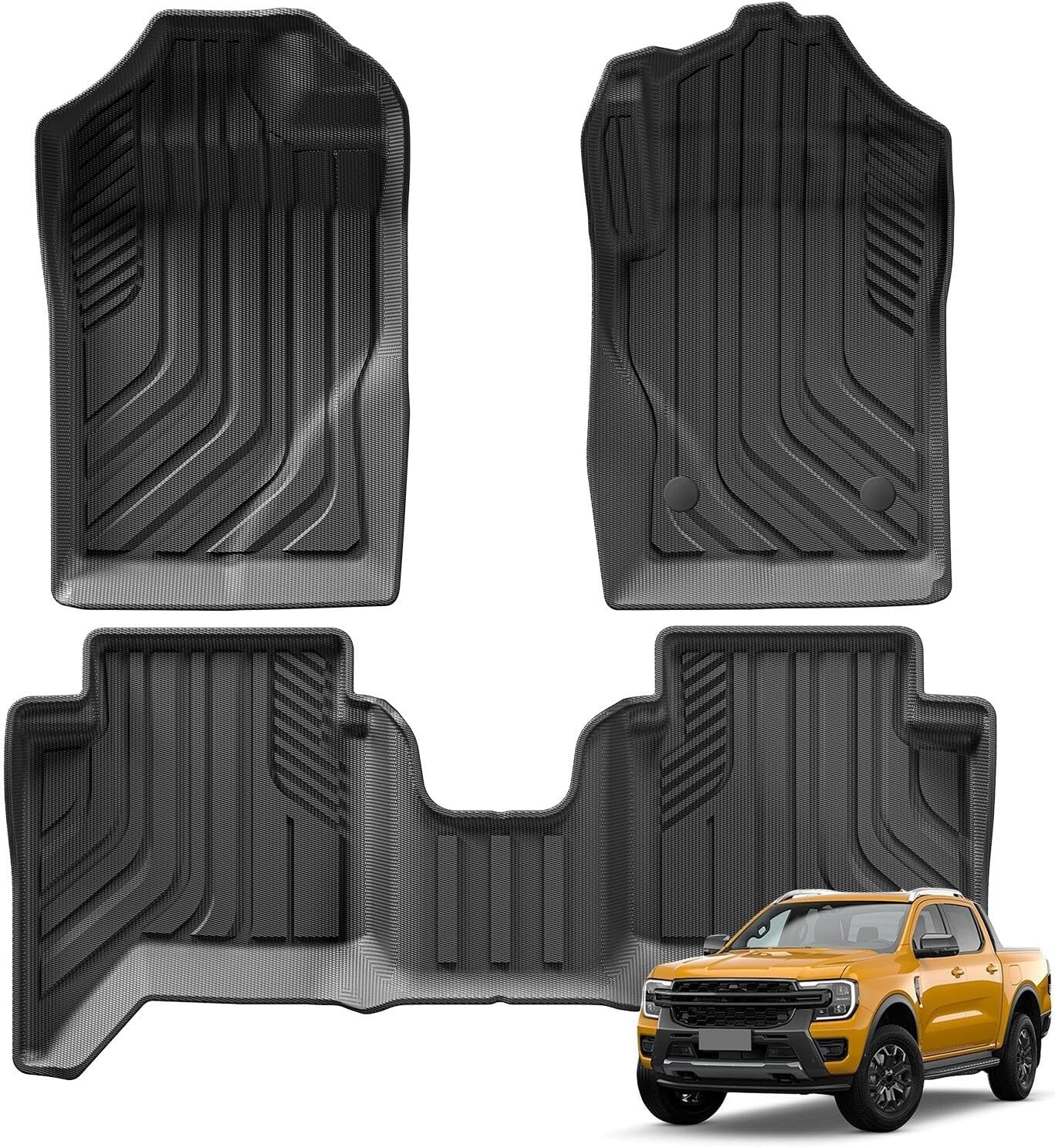 ya 7 8.24 baidi for Ford Ranger 2023 2024 3D TPE Car Floor Mat Waterproof Carpets Right Rudder