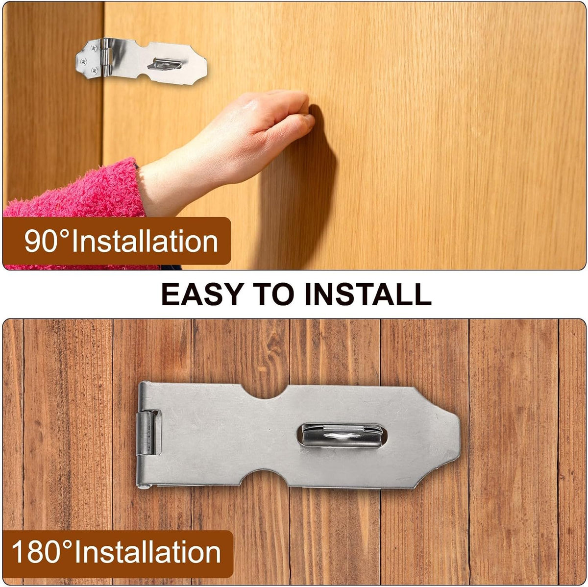 ya 26 10.21 baidi 4 Pcs 3 Hasp Lock Latch Stainless Steel Packlock Clasp with Screw, Silver