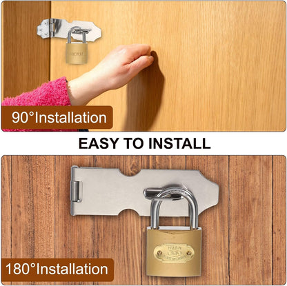 ya 26 10.21 baidi 4.3 Hasp Lock Latch Stainless Steel Packlock Clasp with Screws/Key, Silver