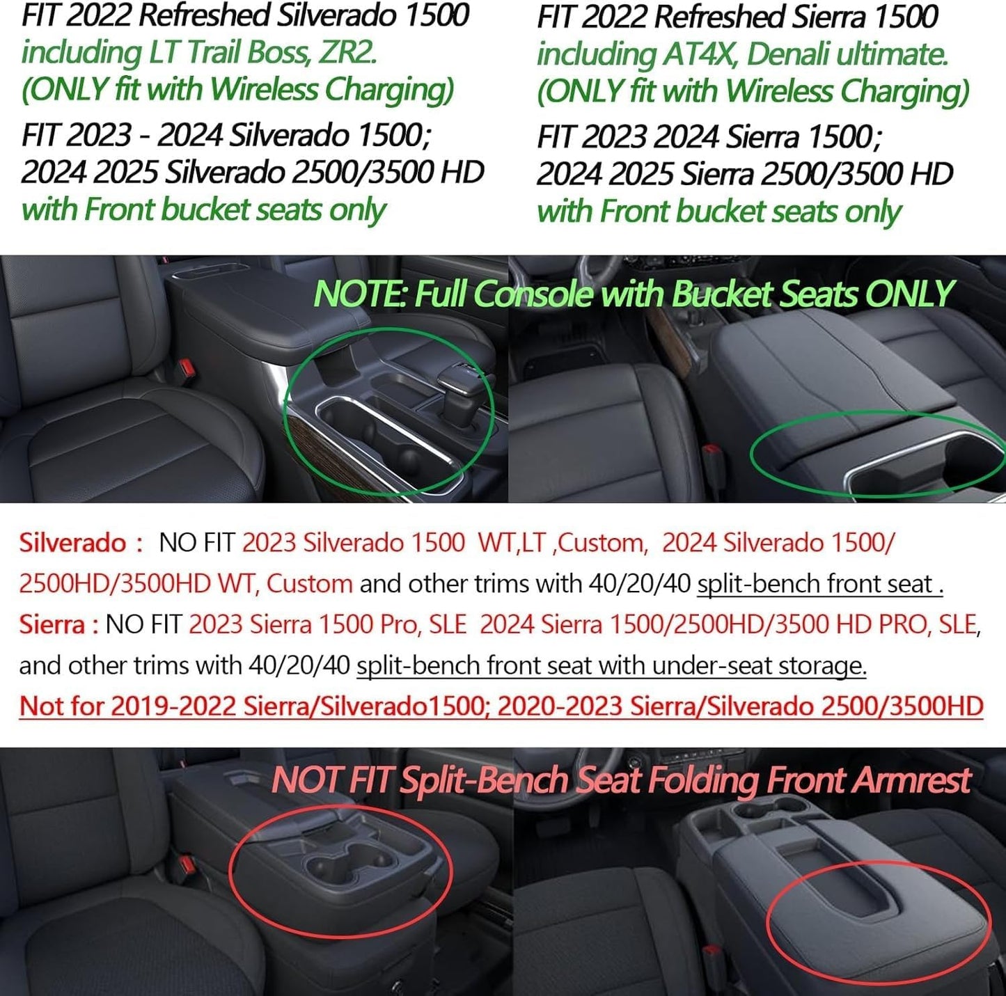 ya 5 8.10 For 2022-2024 for Chevy for Silverado Cab Center Console Storage Box Organizer Accessory