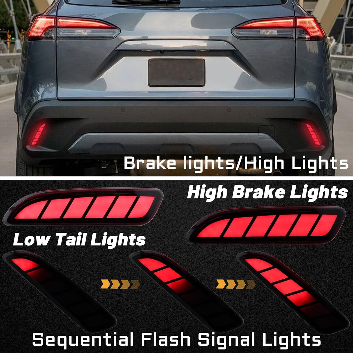 ya 10 9.16 zhengce for Toyota for Corolla Cross 2022-24 LED Rear Bumper Reflector Brake Light