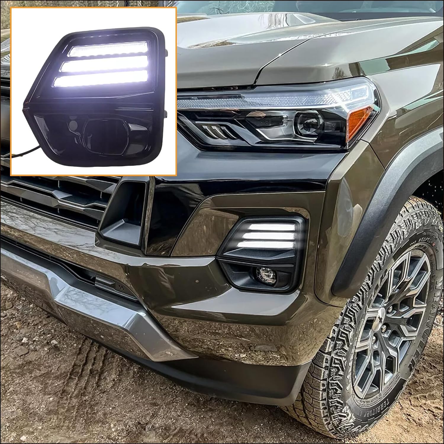 ya 4 8.10 2XLED fog lights daytime running lights with turn signals for Chevrolet Colorado 23-24