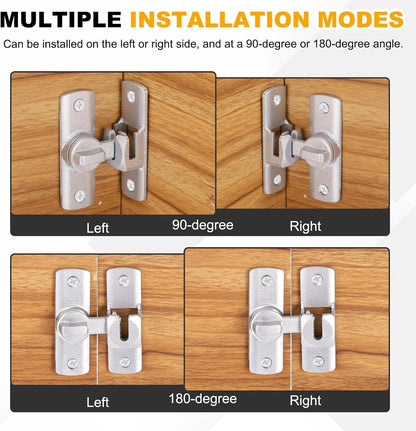 ya 26 10.21 baidi Barn Door Lock, 90/180 De Security Flip Sliding Door Latch, Silver