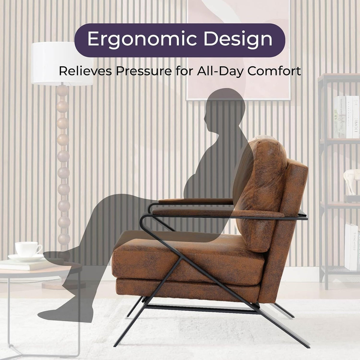 ya 28 10.13 baidi Modern Brown Upholstered w/Iron Frame Thicker Cushion
