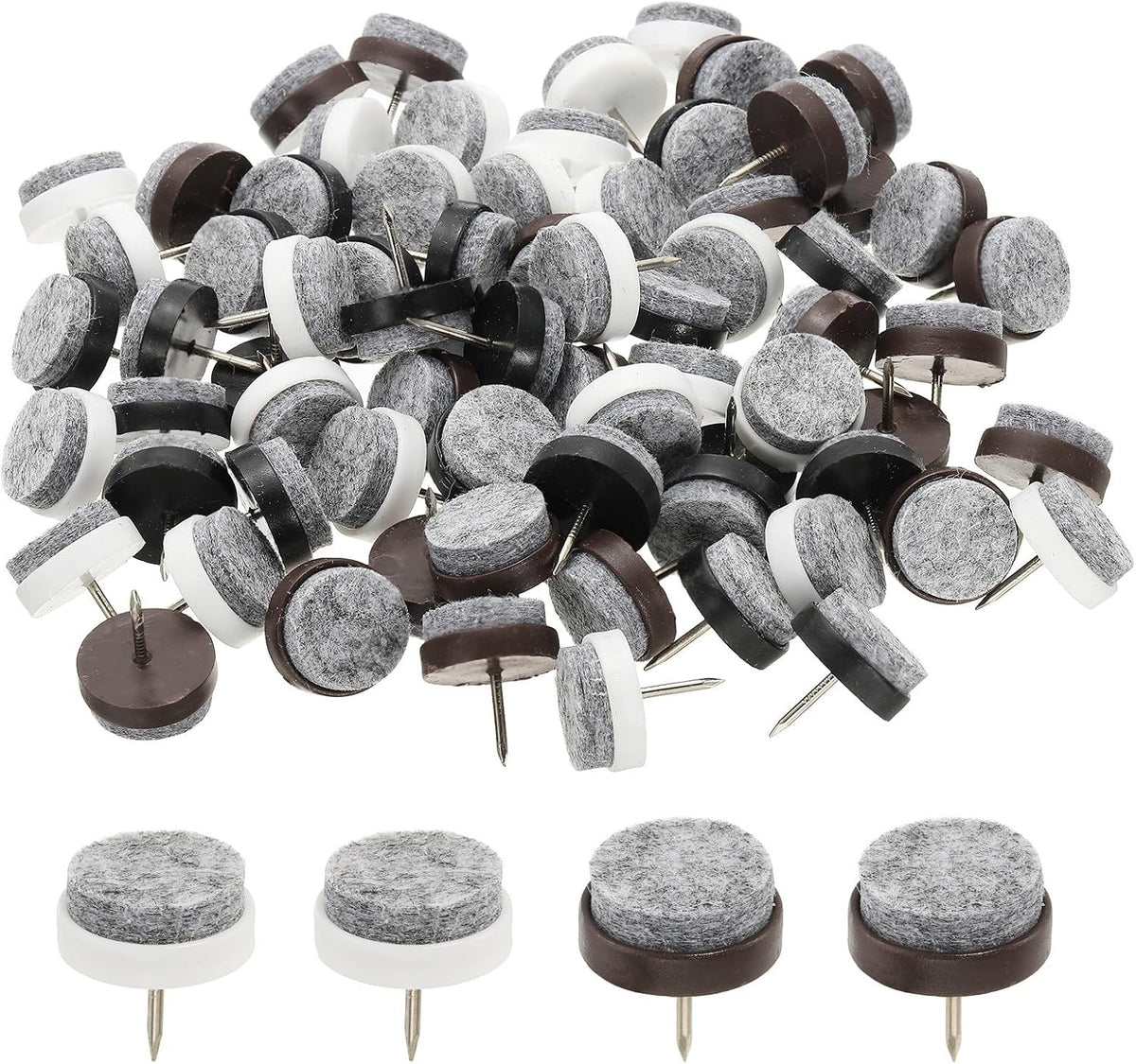 ya 26 10.21 baidi 72 Pcs 22 mm Nail-on Felt Pads, Felt Furniture Sliders Pads, Black/Brown/White