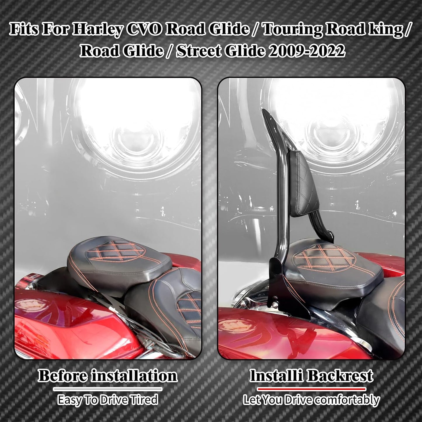 ya 6 8.24 baidi 16'' Detachable Rear Passenger Backrest Sissy Bar w/diamond pad Fit for Harley