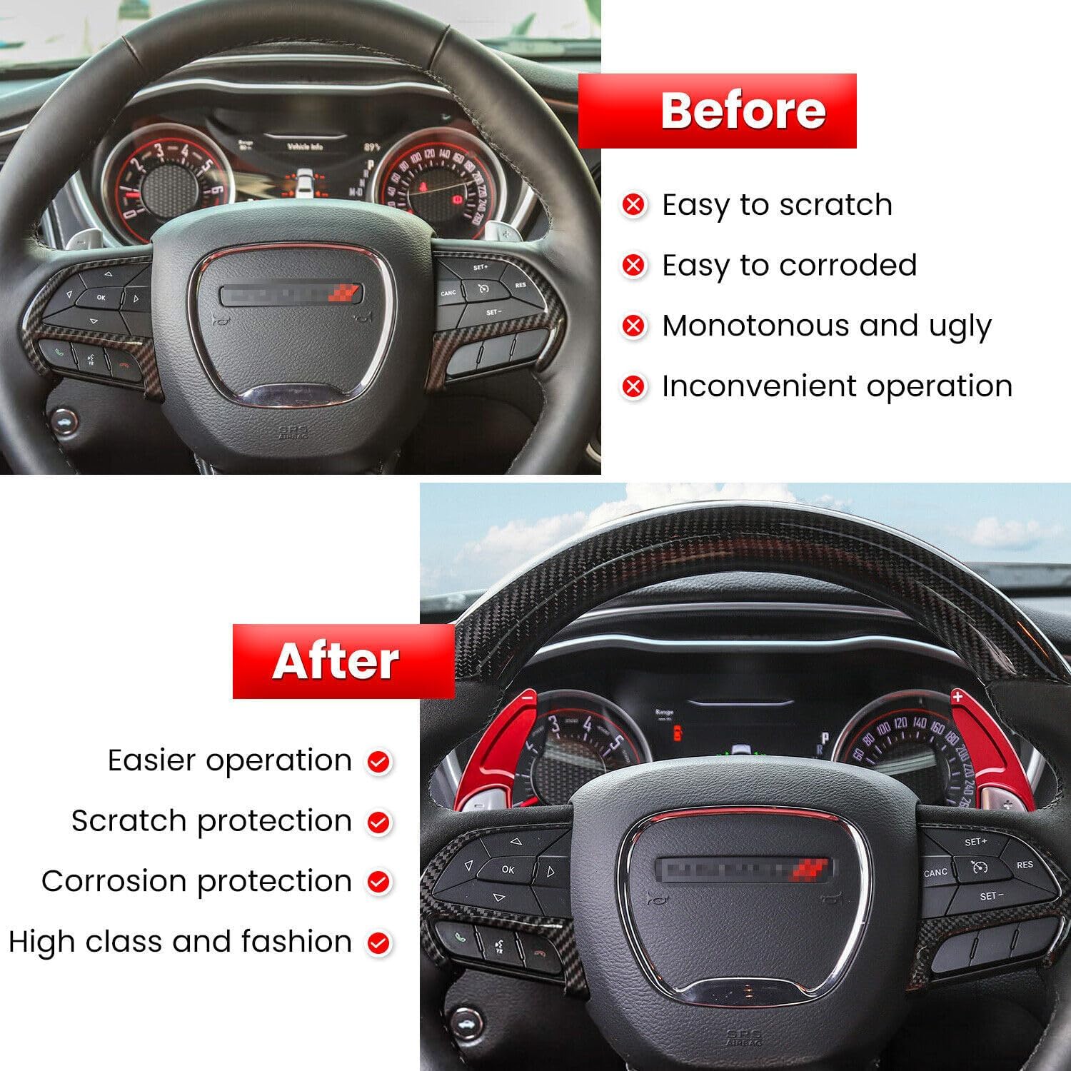 ya 5 8.24 baidi Steering Wheel Shift Paddle Extended Shifter Trim fit for Dodge for Challenger