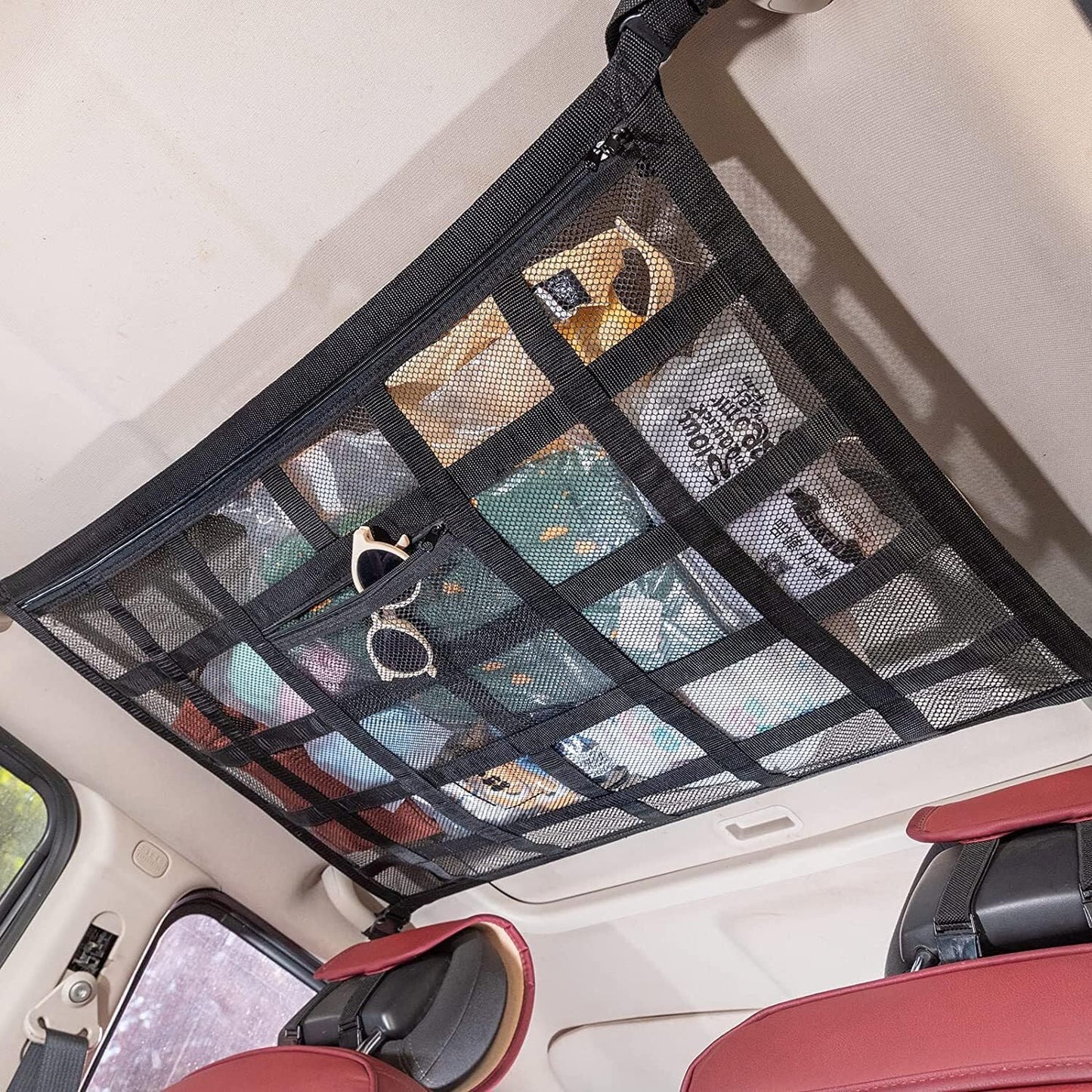 ya 2 8.15 31.5 x21.6 Upgrade Car Ceiling Cargo Net Pocket Double-Layer Mesh Car Roof