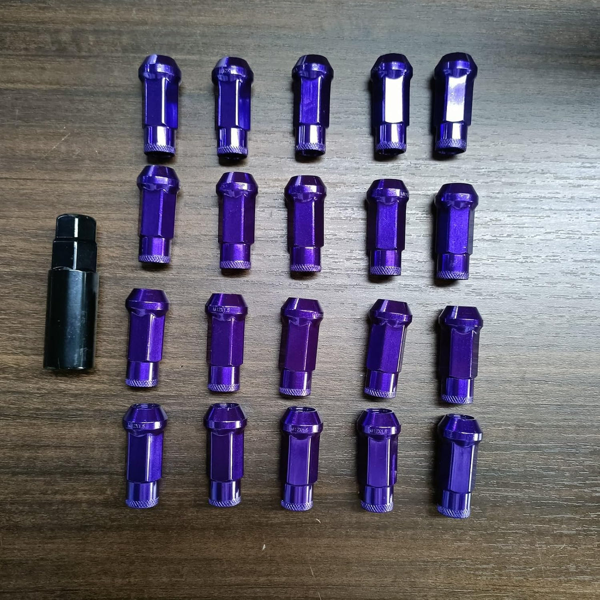 ya 10 9.16 baidi 20Pc M12x1.25 Car 48mm Open End Lug Nut Set Steel Wheel Nut Bolt w/Socket Purple