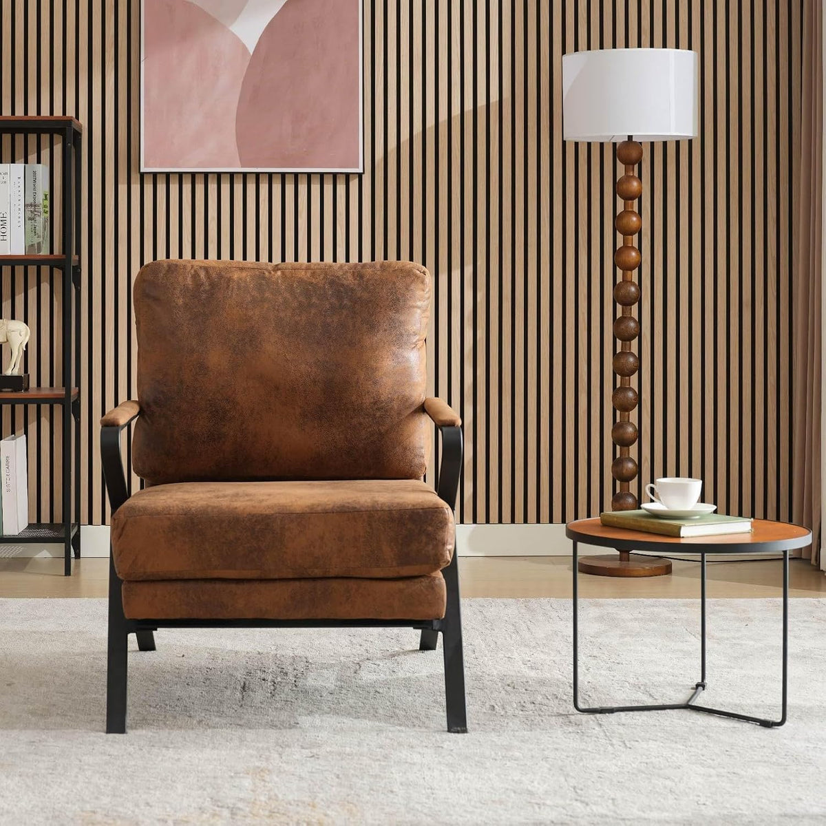 ya 28 10.13 baidi Modern Brown Upholstered w/Iron Frame Thicker Cushion