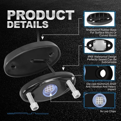 ya 7 8.24 baidi Blue LED Po for DS Rock Bottom Neon Wheel Lights Waterproof for Jeep Wrangler JK JL