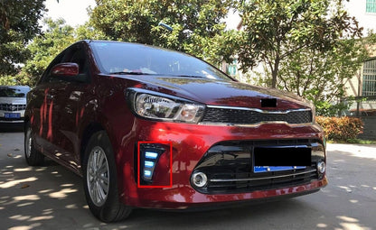 ya 4 8.24 baidi Suitable for 2017-2020 for Kia Pegas car front bumper fog light modified LED three-color components 