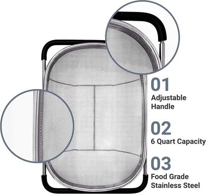 ya 14 9.20 baidi Over the Sink Colander Strainer Basket Stainless Steel, For Kitchen Sink-1