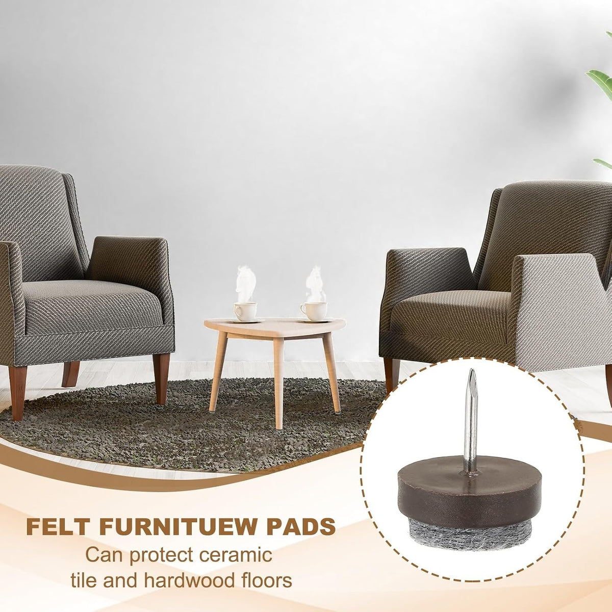 ya 26 10.21 baidi 72 Pcs 20 mm Nail-on Felt Pads, Round Felt Furniture Sliders Pads, Black