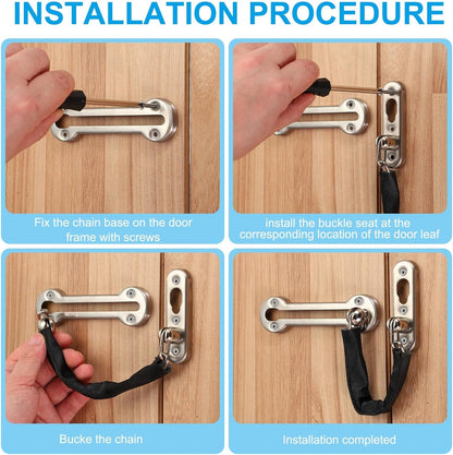 ya 26 10.21 baidi 2 Pcs 2.46 x 0.91 Door Chain Lock Latch with Spring Button Silver