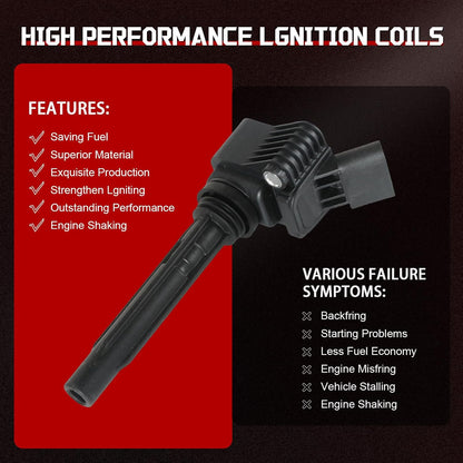 ya 9 10.24 4x Ignition Coils & Iridium Spark Plug for 2015-2020 for Audi A3 A6 TT Quattro UF765